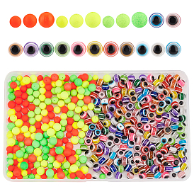 DIY Beads Jewelry Making Finding Kit, Including Fishing Foam Float & Round Evil Eye Resin Beads