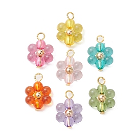 Acrylic Pendants, with CCB Plastic Spacer Beads and Iron Flat Head Pins, Flower
