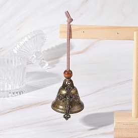 Железо колокол подвесные украшения, подвесные украшения из сплава креста и деревянных бусин и искусственной замши