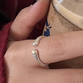 Anillos abiertos de aleación con forma de huellas de gato para mujer