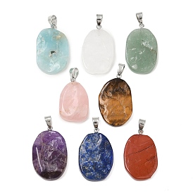 Природных драгоценных камней подвески, овальные подвески с железными застежками-кнопками, платина