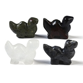Natural Mixed Gemstone Dinosaur Figurines, for Home Office Desktop Feng Shui Ornament