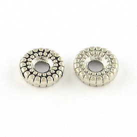 Tibetan Style Flat Round Alloy Spacers Beads, Cadmium Free & Lead Free, 8x2mm, Hole: 2mm, about 1920pcs/1000g