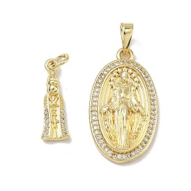 Религиозные латунные подвески с микропаве из прозрачного кубического циркония, стойки покрытие, долговечный, без свинца и без кадмия, реальный 18 k позолоченный