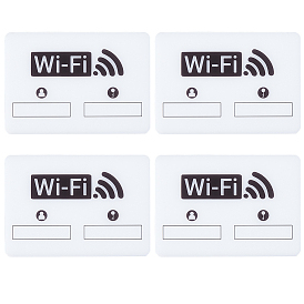 4шт. самоклеящиеся акриловые таблички с паролем Wi-Fi и названием сети для общего пользования, прямоугольные