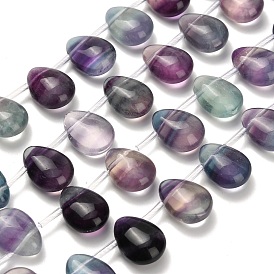 Природного флюорита бисер нитей, слеза, Топ пробуренной, с пластиковыми трубчатыми бусинами