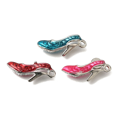 Латунь эмаль подвески, платина, шарм на высоком каблуке