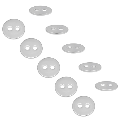 304 Stainless Steel Buttons, 2-Hole, Flat Round