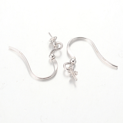 Ganchos de ley pendiente de plata, con fianza colgante para cuentas medio perforadas, 15x9 mm, agujero: 2 mm, pin: 0.6 y 0.8 mm