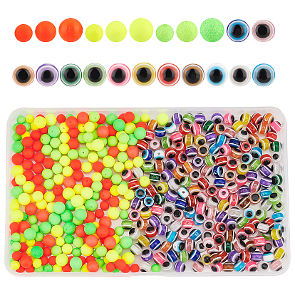 DIY Beads Jewelry Making Finding Kit, Including Fishing Foam Float & Round Evil Eye Resin Beads