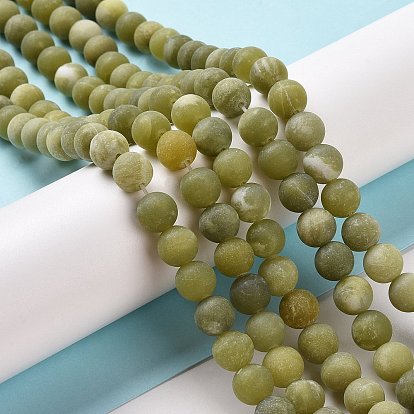 Round Frosted Natural TaiWan Jade Bead Strands