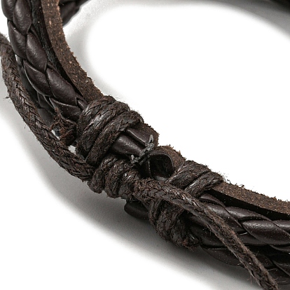 Трехслойные многонитевые браслеты из искусственной кожи и вощеного шнура, плетеный регулируемый браслет из сплава с черепом