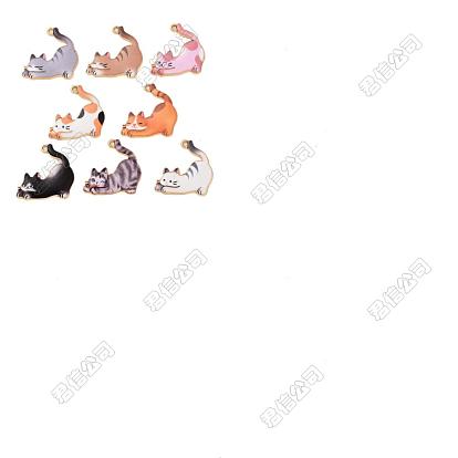 Colgantes del esmalte de la aleación de la galjanoplastia del estante de 10pcs, dorado, amuleto de gato
