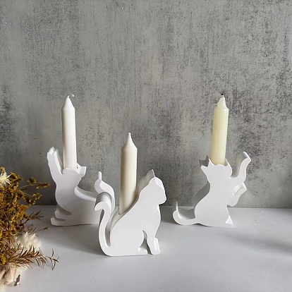 Cat Shape Food Grade Silicone Candle Holder Molds