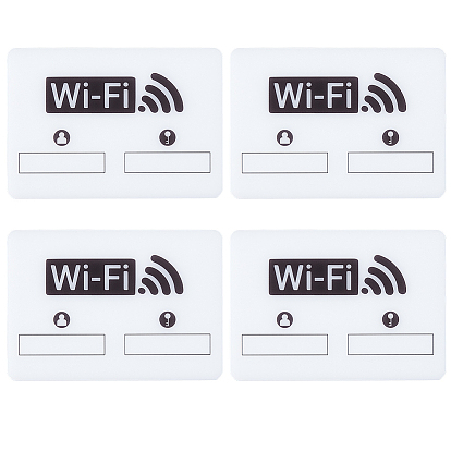 4шт. самоклеящиеся акриловые таблички с паролем Wi-Fi и названием сети для общего пользования, прямоугольные