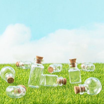 10Pcs Round Glass Bottle, with Cork Plug, Jump Rings and Iron Screw Eye Pin, for DIY Wishing Bottle