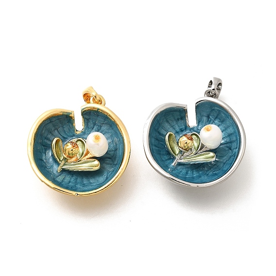 Латунные подвески в виде листьев с бирюзовой эмалью, подвески-цветы из натурального пресноводного жемчуга