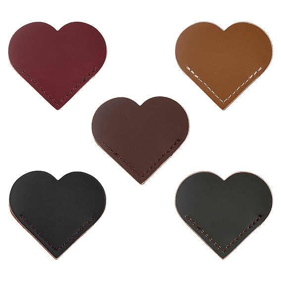 10 Pcs 5 Colors Leather Bookmarks, Page Marker for Book, Heart Shape