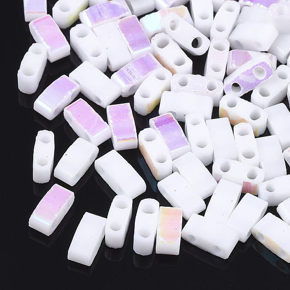 Стеклянные бусины из непрозрачного стекла, 2-луночное, прямоугольные