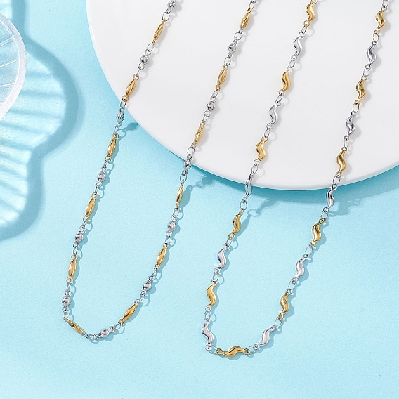 2 шт. 2 двухцветные модели 304 цепочки из нержавеющей стали с звеньями для женщин