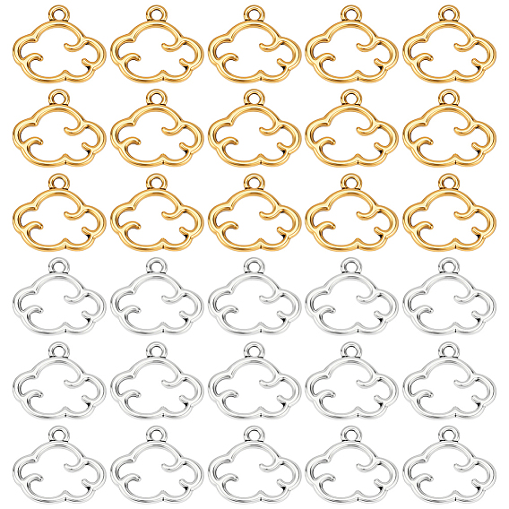 200 шт 2 цвета подвески из сплава в тибетском стиле, без свинца и без кадмия, облако