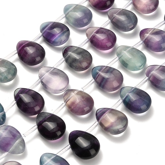 Природного флюорита бисер нитей, слеза, Топ пробуренной, с пластиковыми трубчатыми бусинами