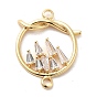 Brass Pave Clear Cubic Zirconia Connector Charms, Ring Links with Mountain
