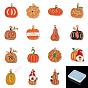30Pcs 15 Styles Thanksgiving Day Golden Tone Alloy Enamel Pendants, Pumpkin