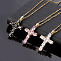 Cross Brass Pendant Necklaces with Rhinestone