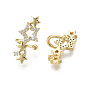 Brass Micro Pave Clear Cubic Zirconia Cuff Earrings, Star, Nickel Free