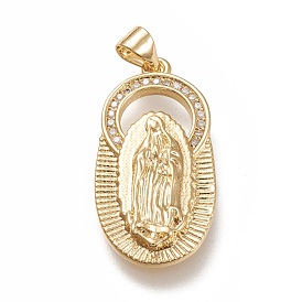 Pendentifs en laiton, avec de la zircone cubique clair, Vierge sainte