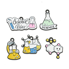 Chemistry Science Theme Alloy Enamel Pendants, Black