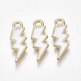 Alloy Pendants, Cadmium Free & Lead Free, with Enamel, Lightning Bolt, Light Gold