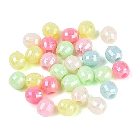 Opaque Plastic Beads, Barrel, Faceted, AB Color Plated