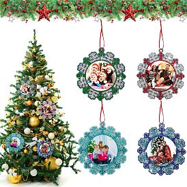 DIY Christmas Hanging Photo Frame Diamond Painting Kits, Including Resin Rhinestones Bag, Diamond Sticky Pen, Tray Plate and Glue Clay