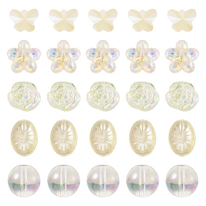 100 шт. 5 стили гальванических стеклянных бусин, разнообразные