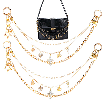 2 шт. алюминиевые цепи цепи-удлинители для сумок, с литыми пружинными кольцами, крестик