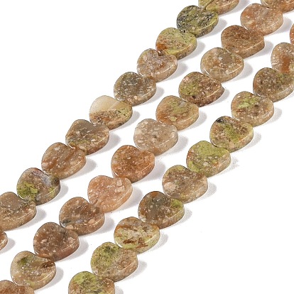 Natural Unakite Beads Strands, Heart