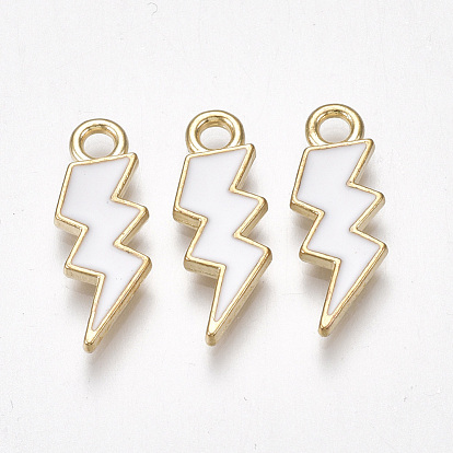 Alloy Pendants, Cadmium Free & Lead Free, with Enamel, Lightning Bolt, Light Gold