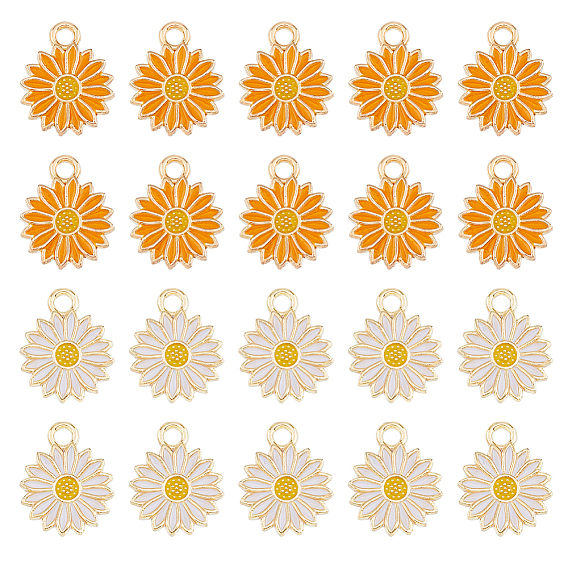 60 шт 2 цвета сплава эмалевые подвески, золотой свет, маргаритка