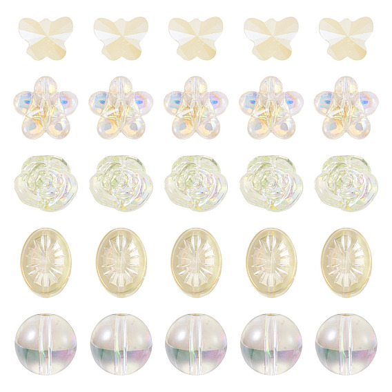 100 шт. 5 стили гальванических стеклянных бусин, разнообразные