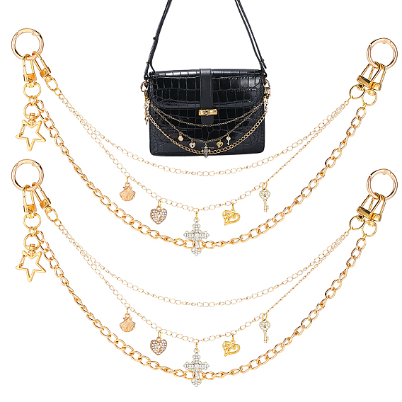 2 шт. алюминиевые цепи цепи-удлинители для сумок, с литыми пружинными кольцами, крестик