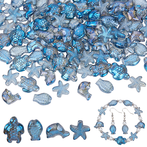 130 шт. 4 стили гальванических стеклянных бусин, с полным покрытием цвета радуги, разнообразные