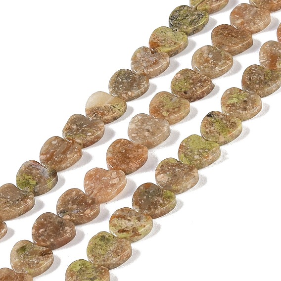 Natural Unakite Beads Strands, Heart