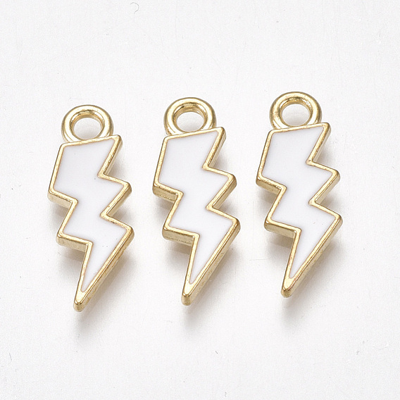 Alloy Pendants, Cadmium Free & Lead Free, with Enamel, Lightning Bolt, Light Gold