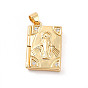 Rack Plating Brass Micro Pave Clear Cubic Zirconia Locket Pendants, Cadmium Free & Lead Free, Religion, Rectangle with Virgin Mary