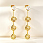 304 Stainless Steel Micro Pave Clear Cubic Zirconia Stud Dangle Earrings for Women, Spiral
