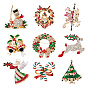 9шт. 9 стили брошь-булавка со стразами на рождественскую тематику, с эмалированной нашивкой из сплава для рюкзака или одежды, разнообразные