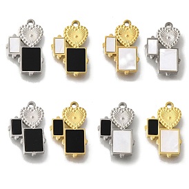 Ion Plating(IP) 304 Stainless Steel Manual Polishing Charms, with Acrylic, Heart & Rectangle