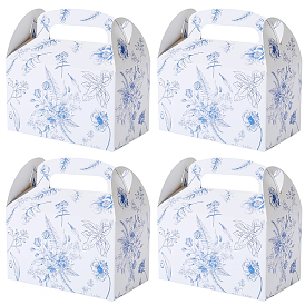 12 шт. складные подарочные бумажные коробки для конфет с вырубной ручкой, для партии, свадьба, коробки для выпечки, прямоугольник с цветочным узором